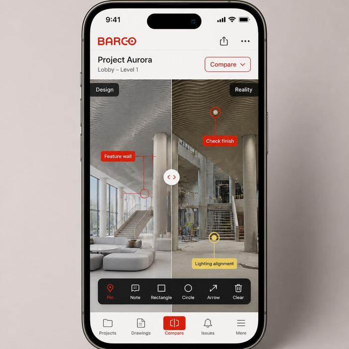 Сравнение 3D и реализации в приложении BARCO
