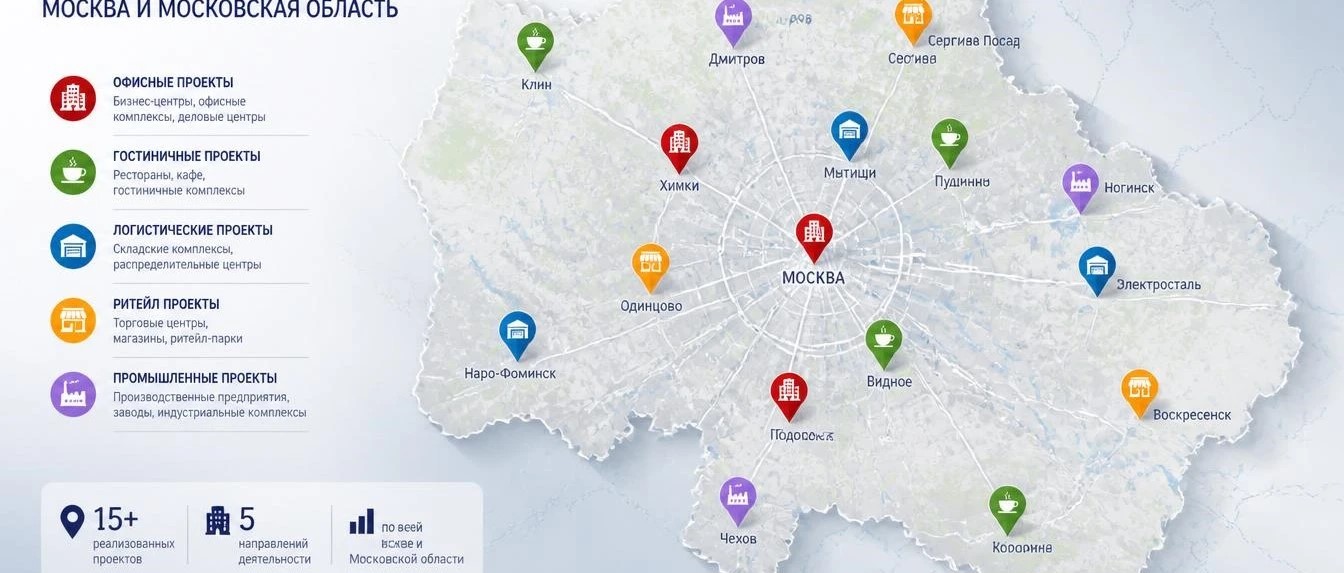 Карта объектов BARCO в Москве и Московской области